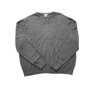 Oliver Perry Sweater Mens XL Gray Cashmere V Neck Knit‎ Pullover Long Sleeve